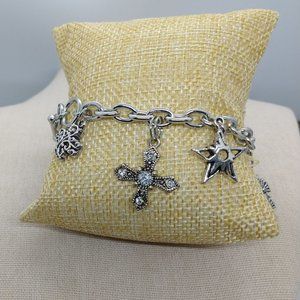 Vintage Silver  Charm Bracelet /Cross / Star /